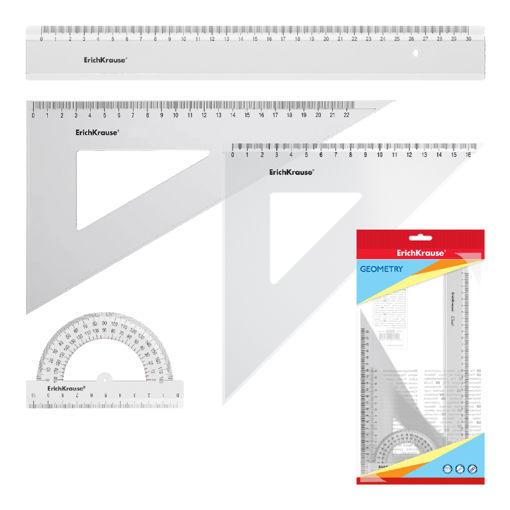 Picture of ERICHKRAUSE GEOMETRY SET RULER, PROTRACTOR, X2 SET SQUARES